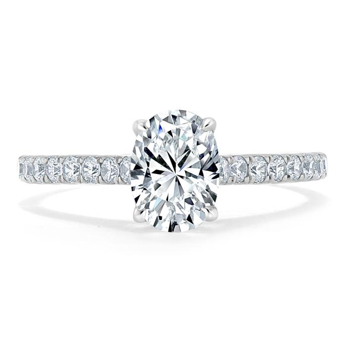 0.94 CT Oval Cut Solitaire Moissanite Engagement Ring With Pave Setting