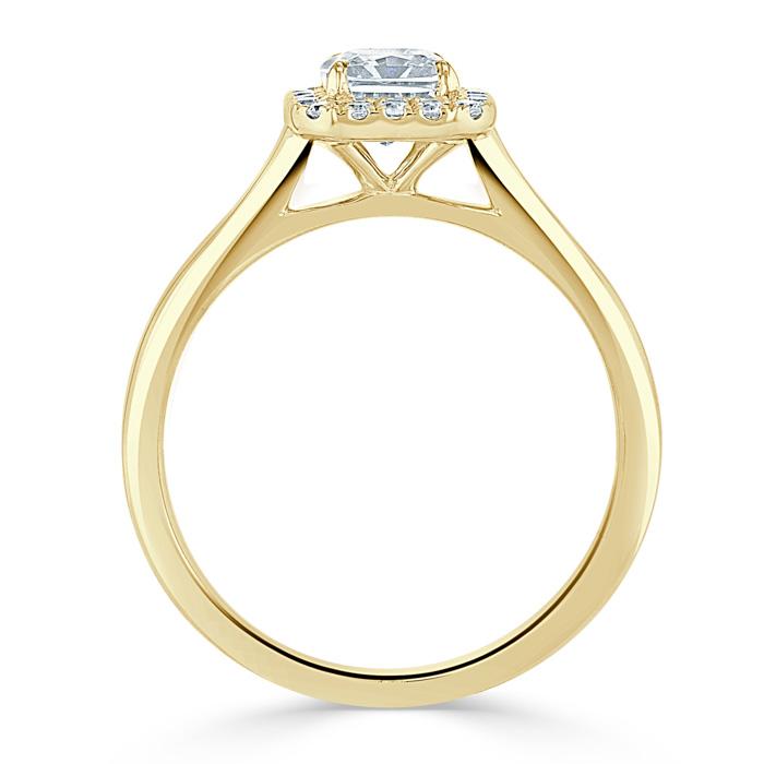 1.0 CT Radiant Cut Halo Moissanite Engagement Ring