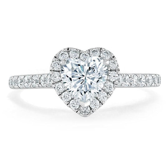 1.0 CT Heart Cut Halo Moissanite Engagement Ring With Pave Setting