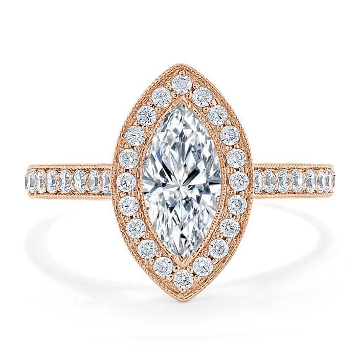 1.0 CT Marquise Cut Halo Moissanite Engagement Ring With Pave Setting