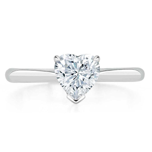 1.0 CT Heart Cut Solitaire Moissanite Engagement Ring