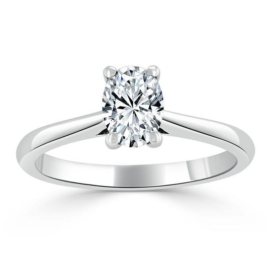 0.75 CT Oval Cut Solitaire Moissanite Engagement Ring