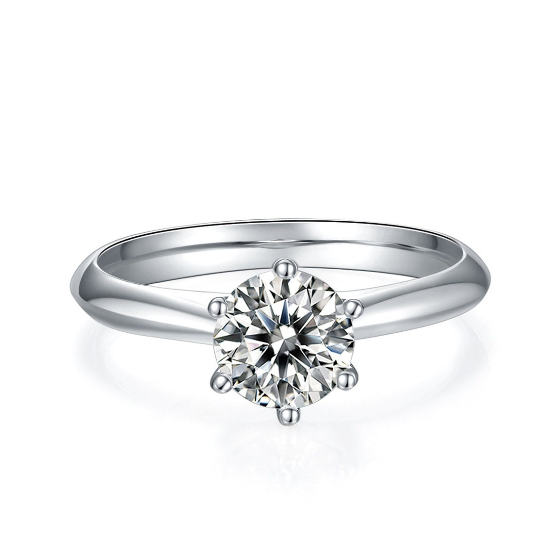 1.0 CT Round Shaped Moissanite Solitaire Engagement Ring