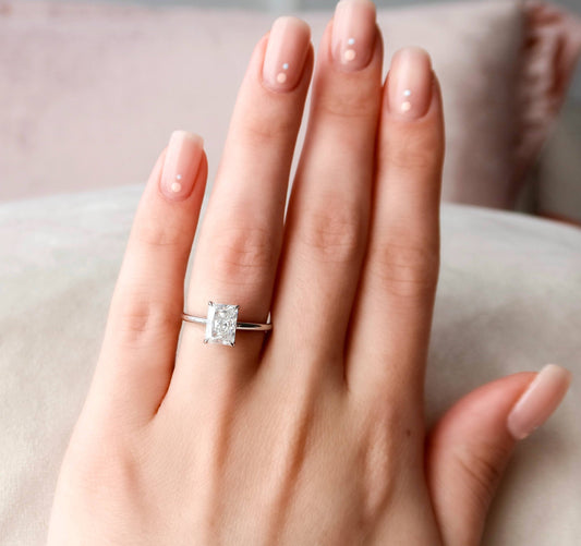 2.0 CT Radiant Cut Solitaire Style Moissanite Engagement Ring