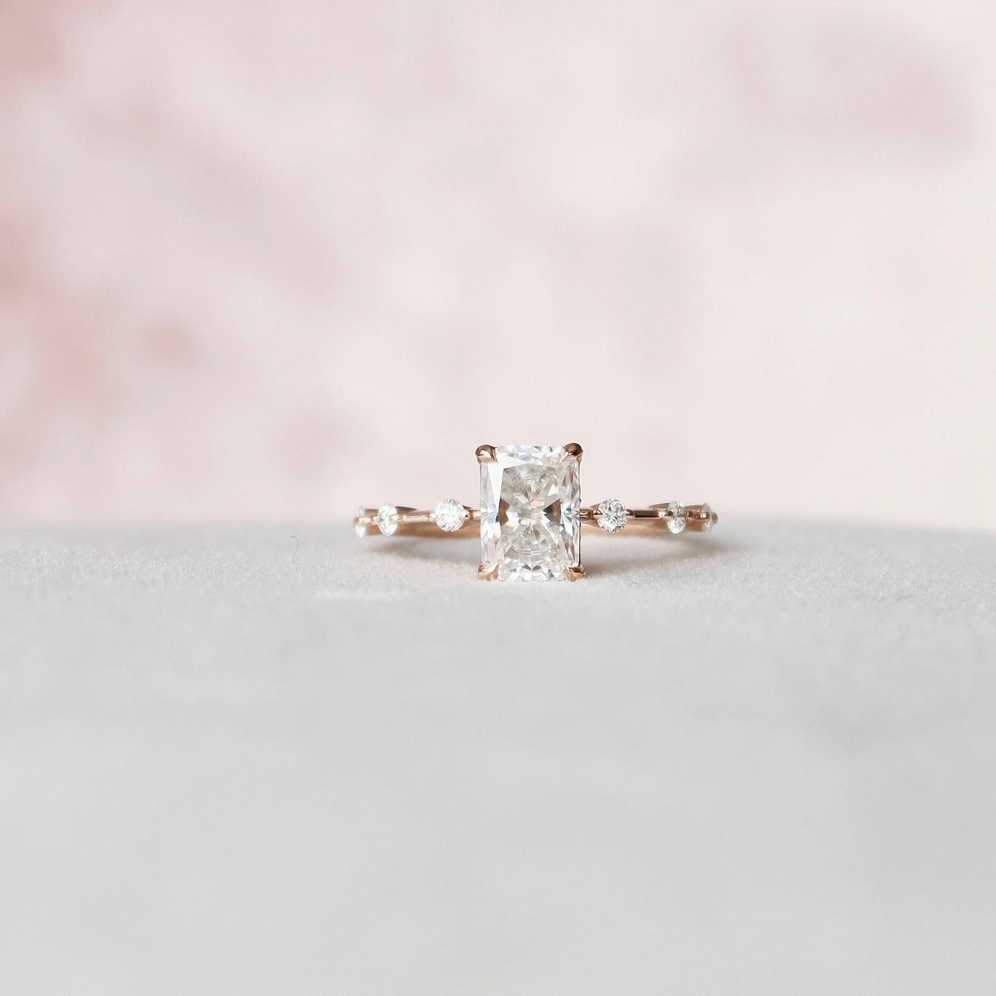 1.50 CT Radiant Dainty Moissanite Engagement Ring