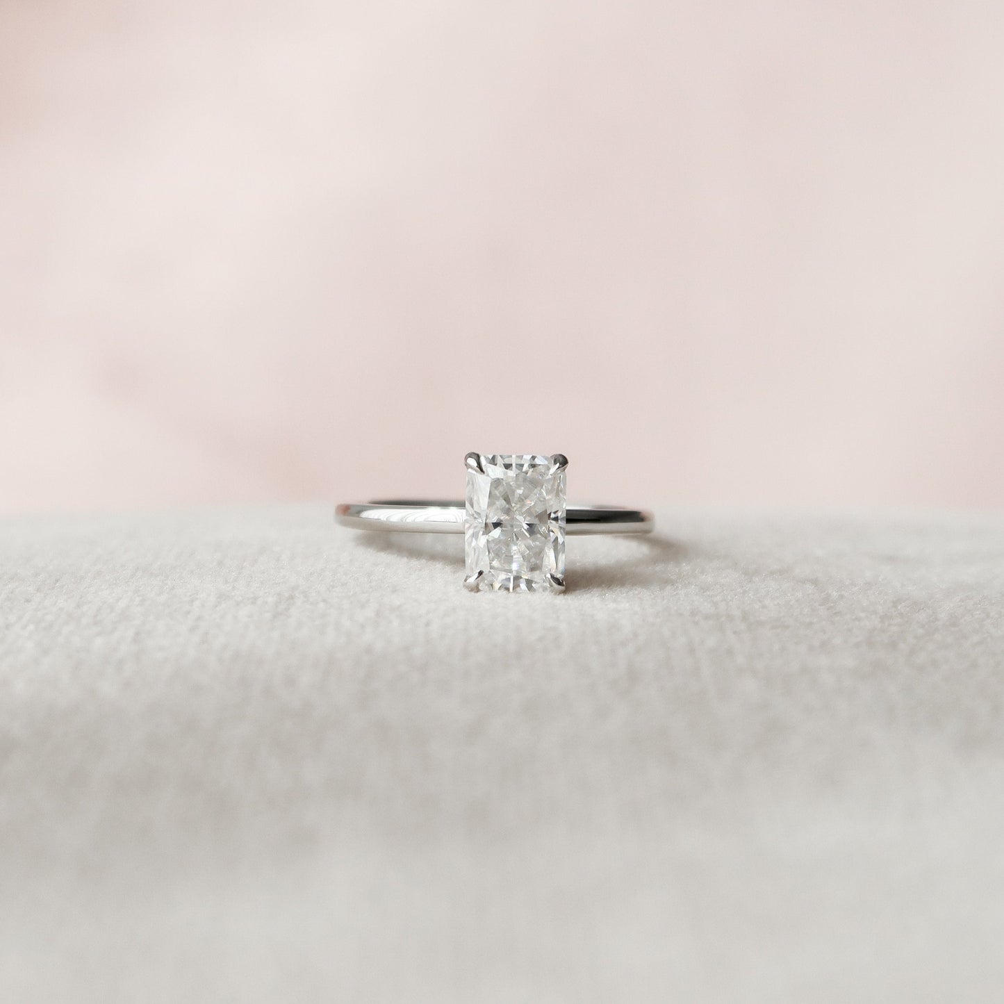 1.5 CT Radiant Hidden Halo Moissanite Engagement Ring