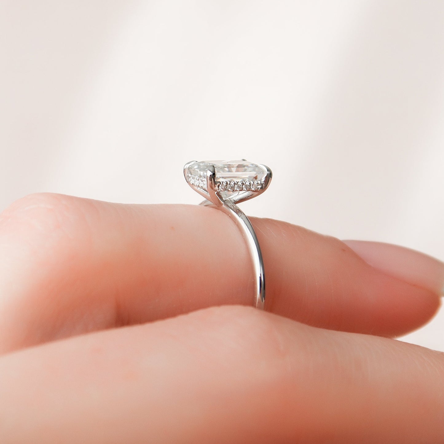 2.0 CT Radiant Solitaire & Hidden Halo Moissanite Engagement Ring