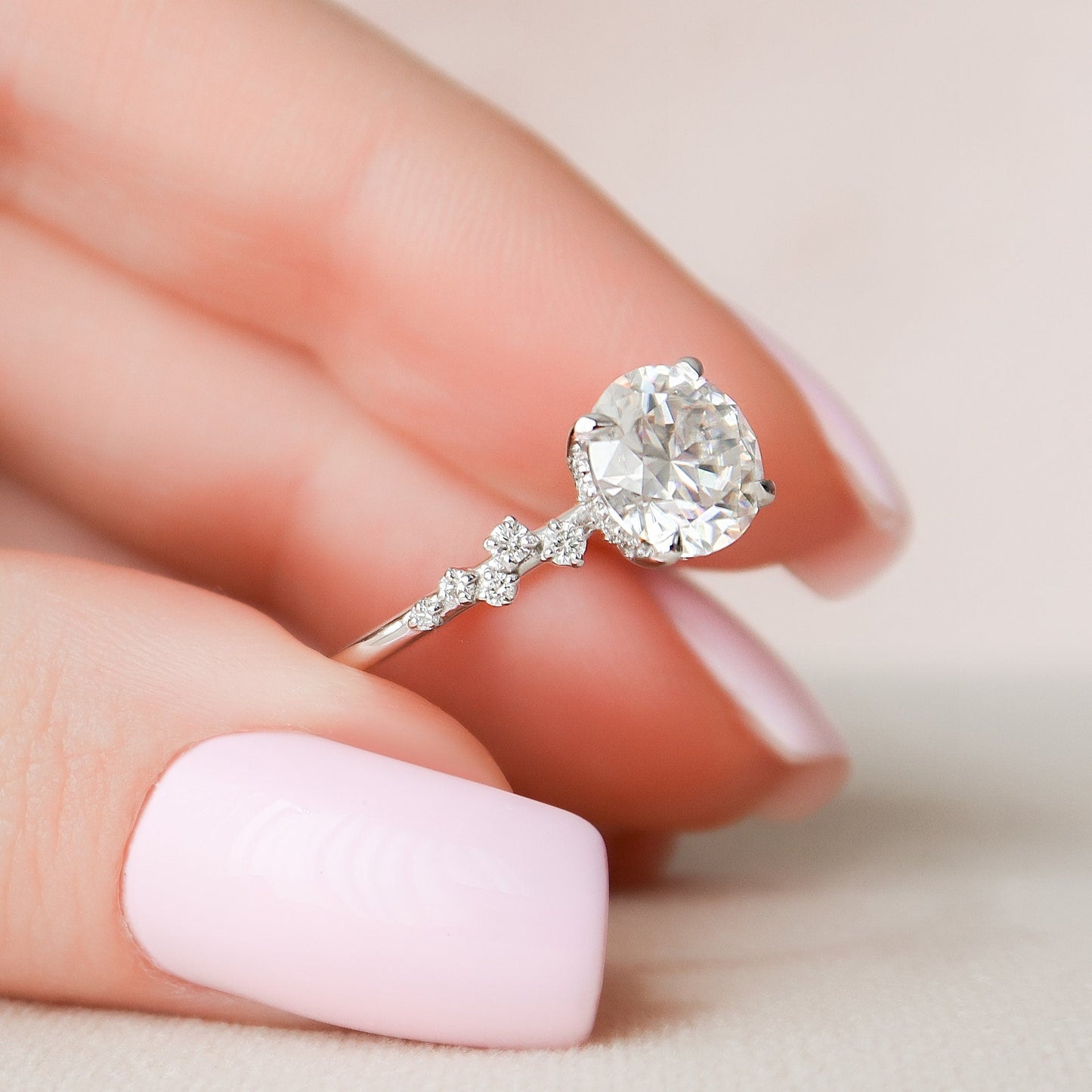 2.0 CT Round Cluster Style Moissanite Engagement Ring