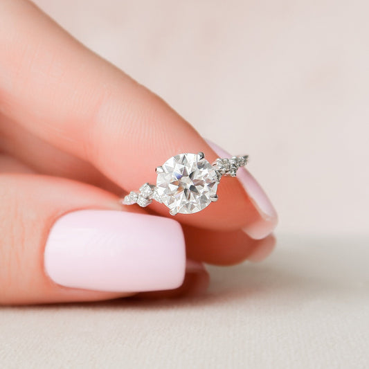 2.0 CT Round Cluster Style Moissanite Engagement Ring