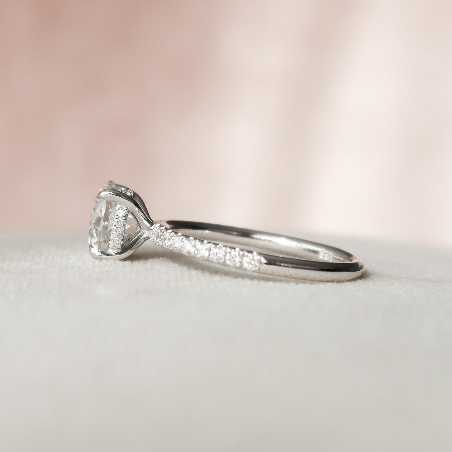 2.0 CT Round Hidden Halo Pave Moissanite Engagement Ring