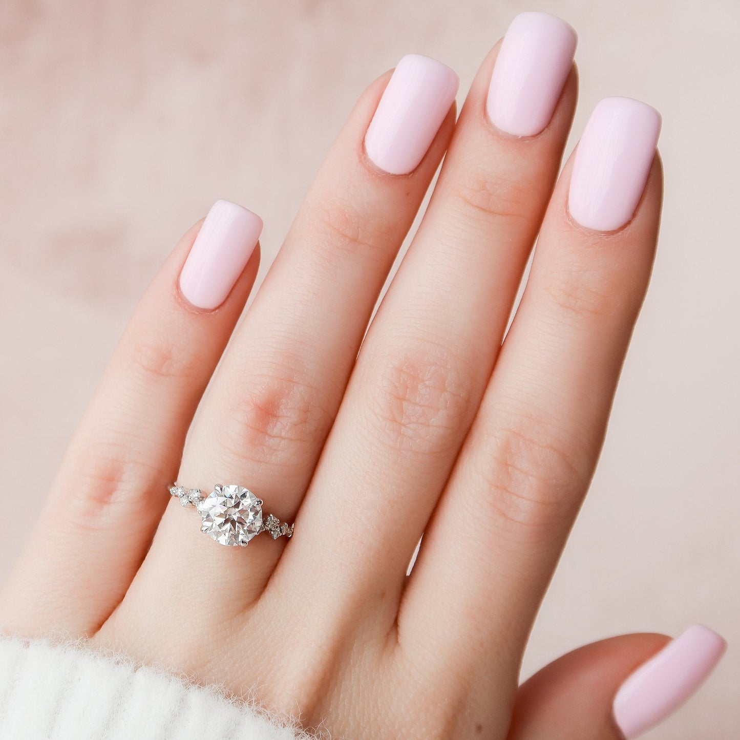 2.0 CT Round Cluster Style Moissanite Engagement Ring