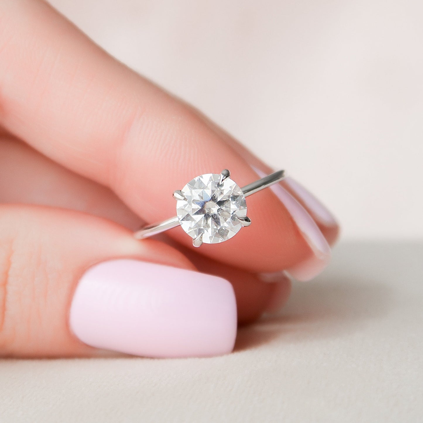 2.0 CT Round Cut Solitaire Style Moissanite Engagement Ring