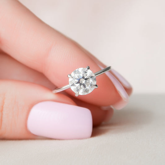 2.0 CT Round Cut Solitaire Style Moissanite Engagement Ring