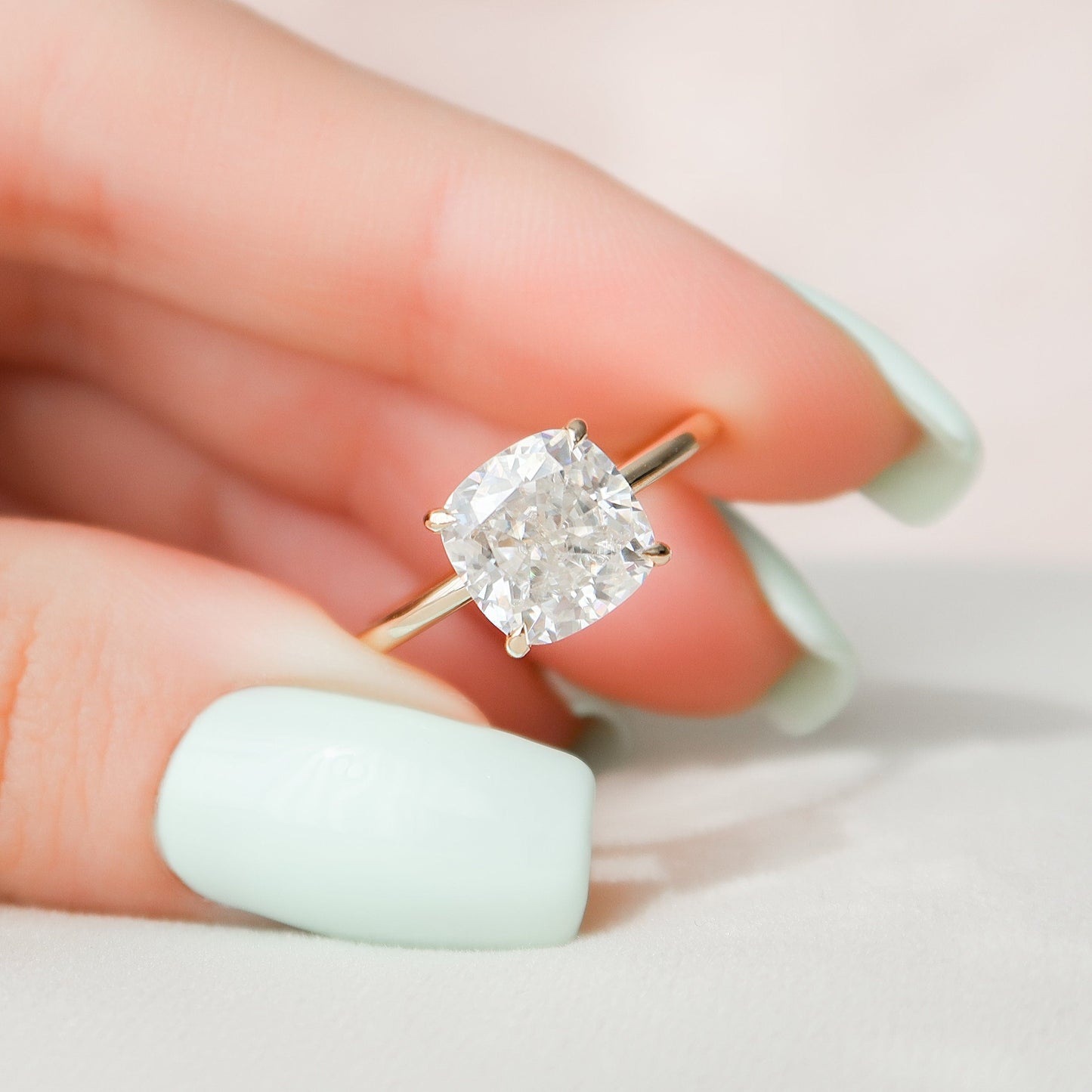 3.50 CT Cushion Solitaire Style Moissanite Engagement Ring