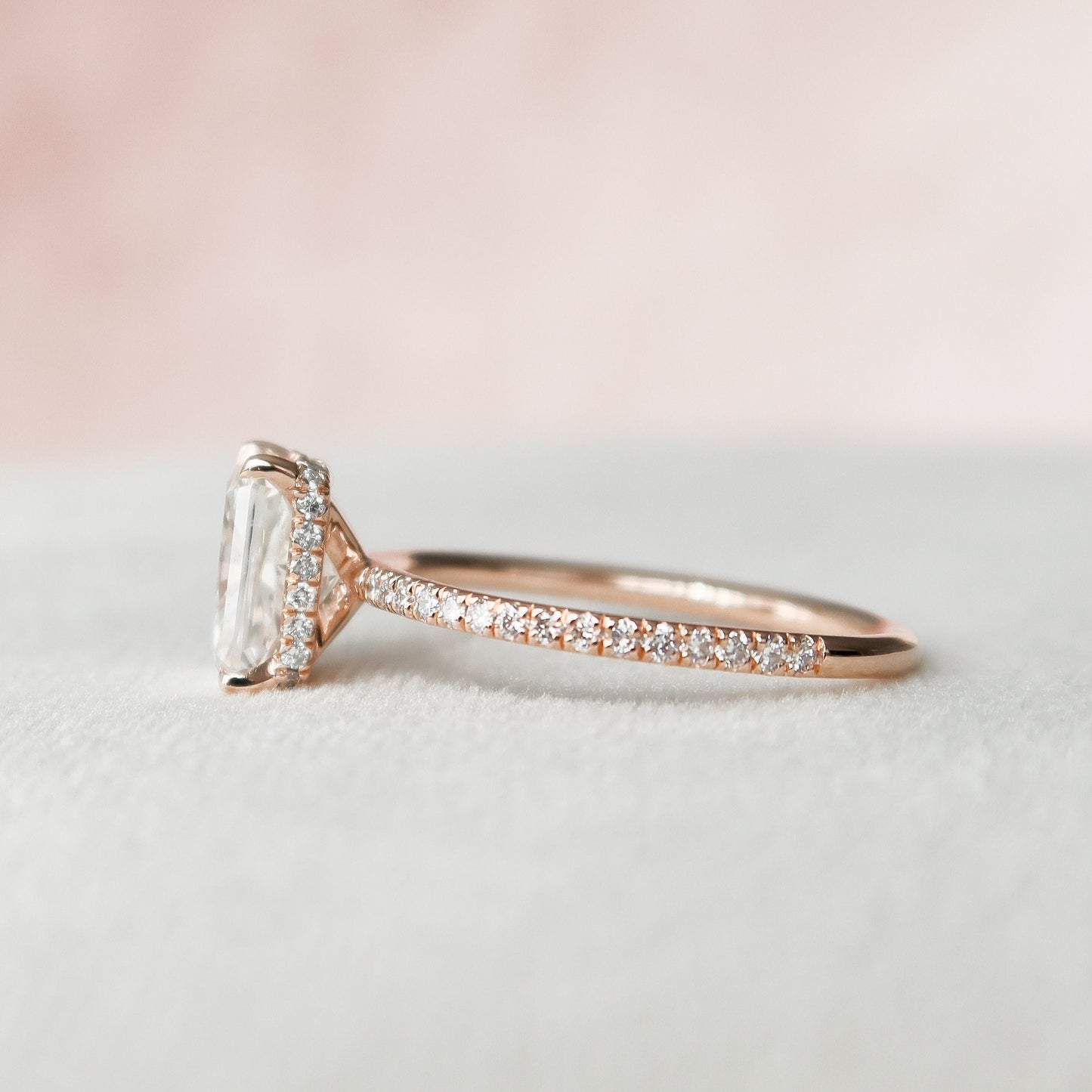 2.0 CT Radiant Hidden Halo & Pave Style Moissanite Engagement Ring
