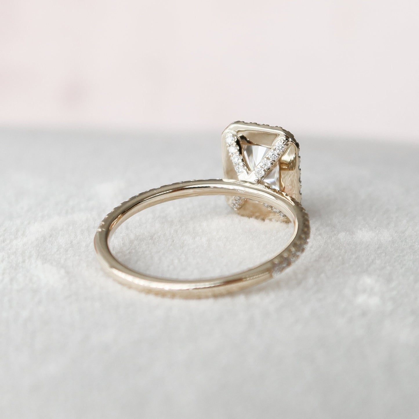 2.0 CT Radiant Cut Halo Style Moissanite Engagement Ring