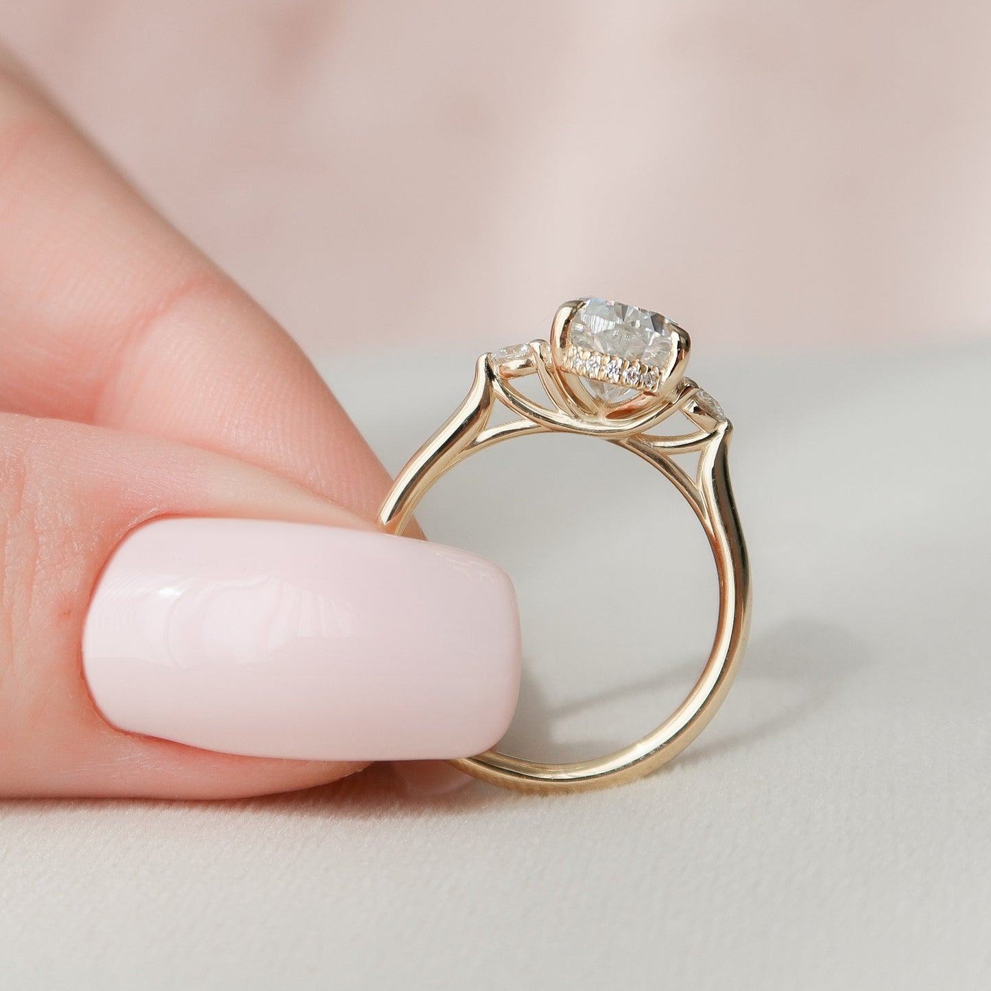 2.0 CT Pear Three Stone Moissanite Engagement Ring