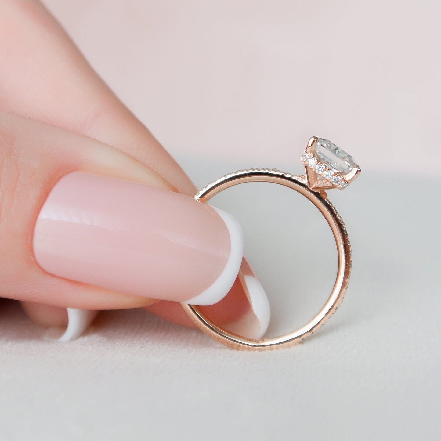 2.0 CT Radiant Hidden Halo & Pave Style Moissanite Engagement Ring