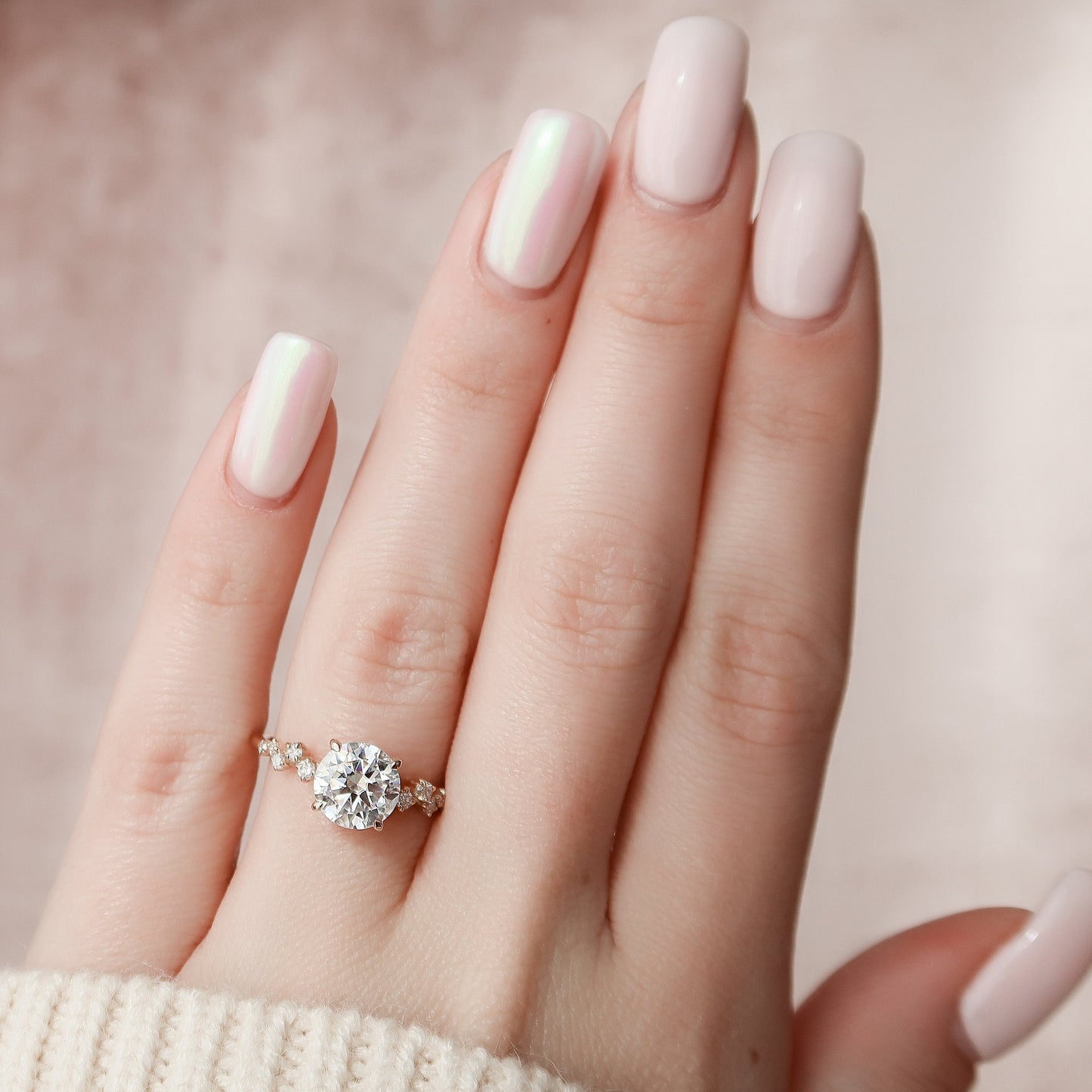 2.0 CT Round Cluster Style Moissanite Engagement Ring