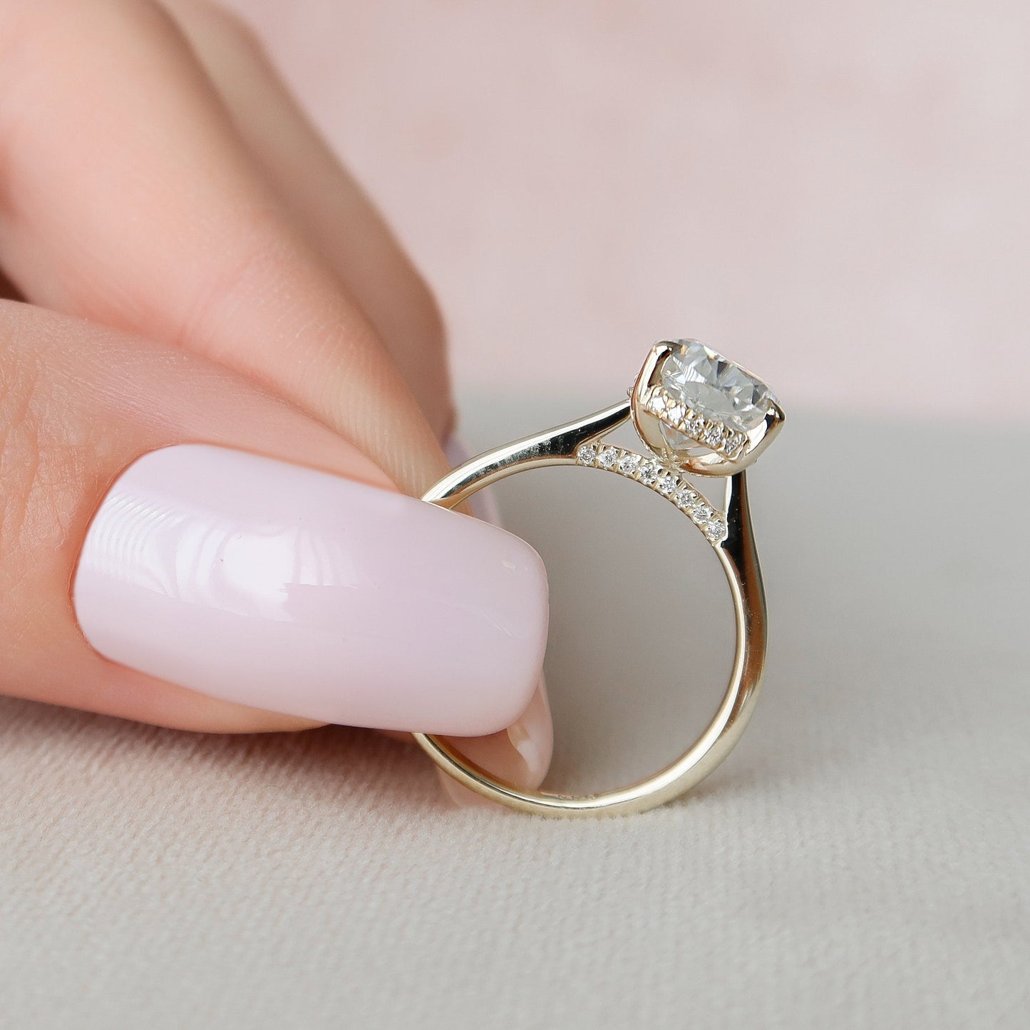2.0 CT Pear Solitaire & Hidden Halo Style  Moissanite Engagement Ring