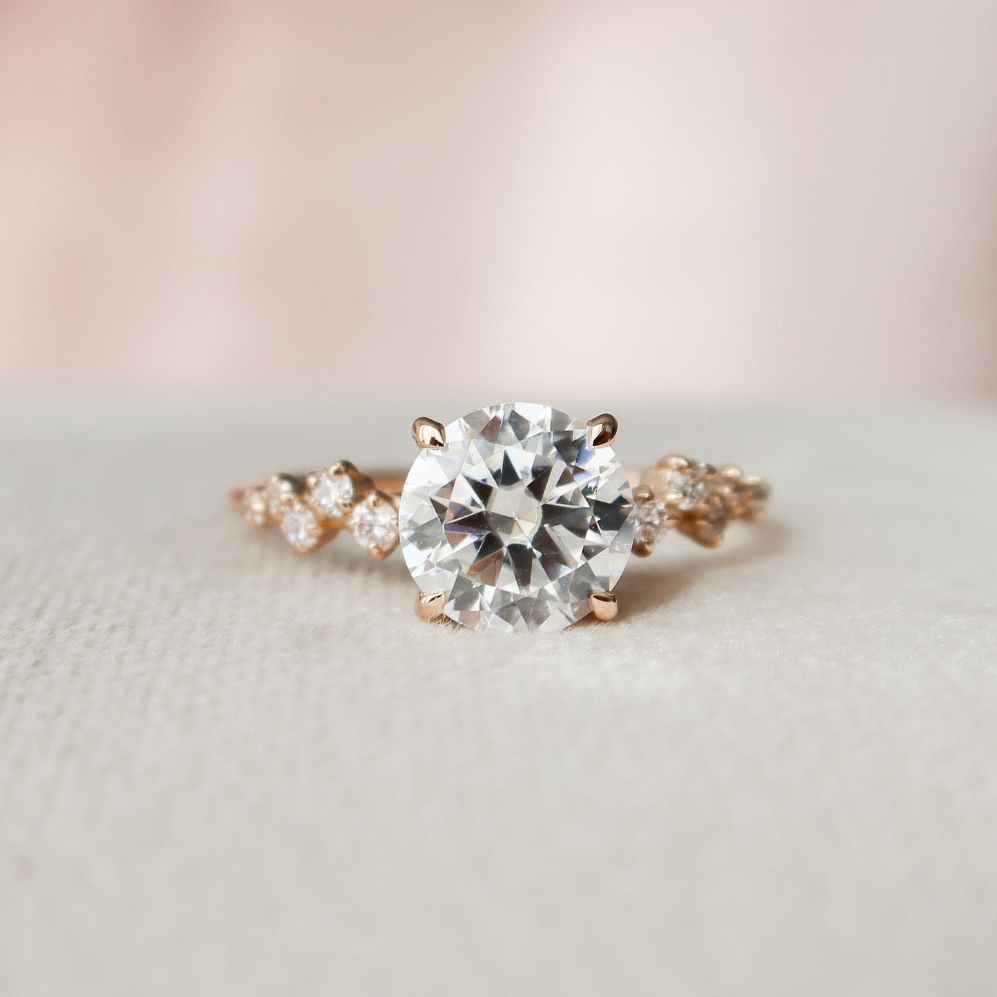 2.0 CT Round Cluster Style Moissanite Engagement Ring