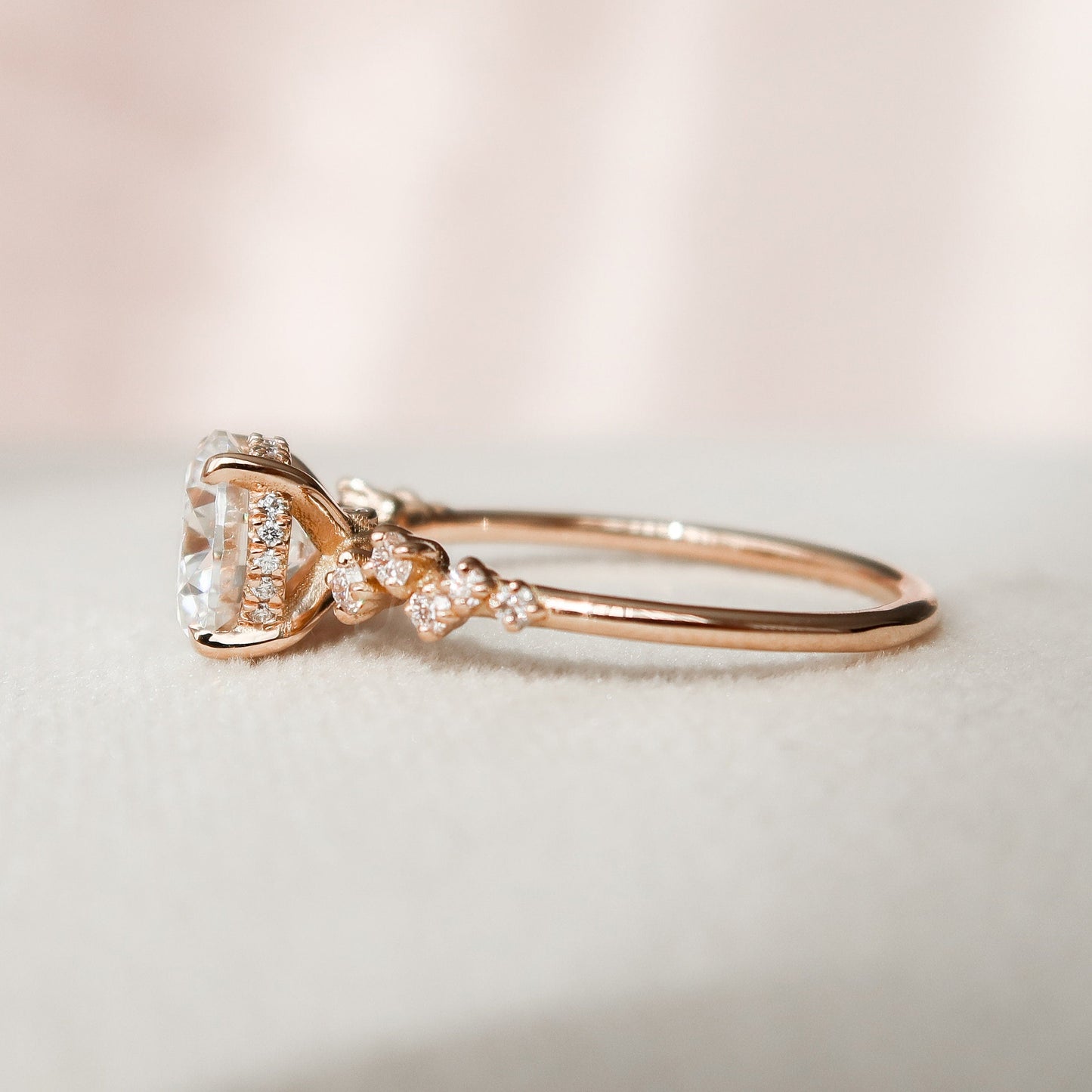 2.0 CT Round Cluster Style Moissanite Engagement Ring