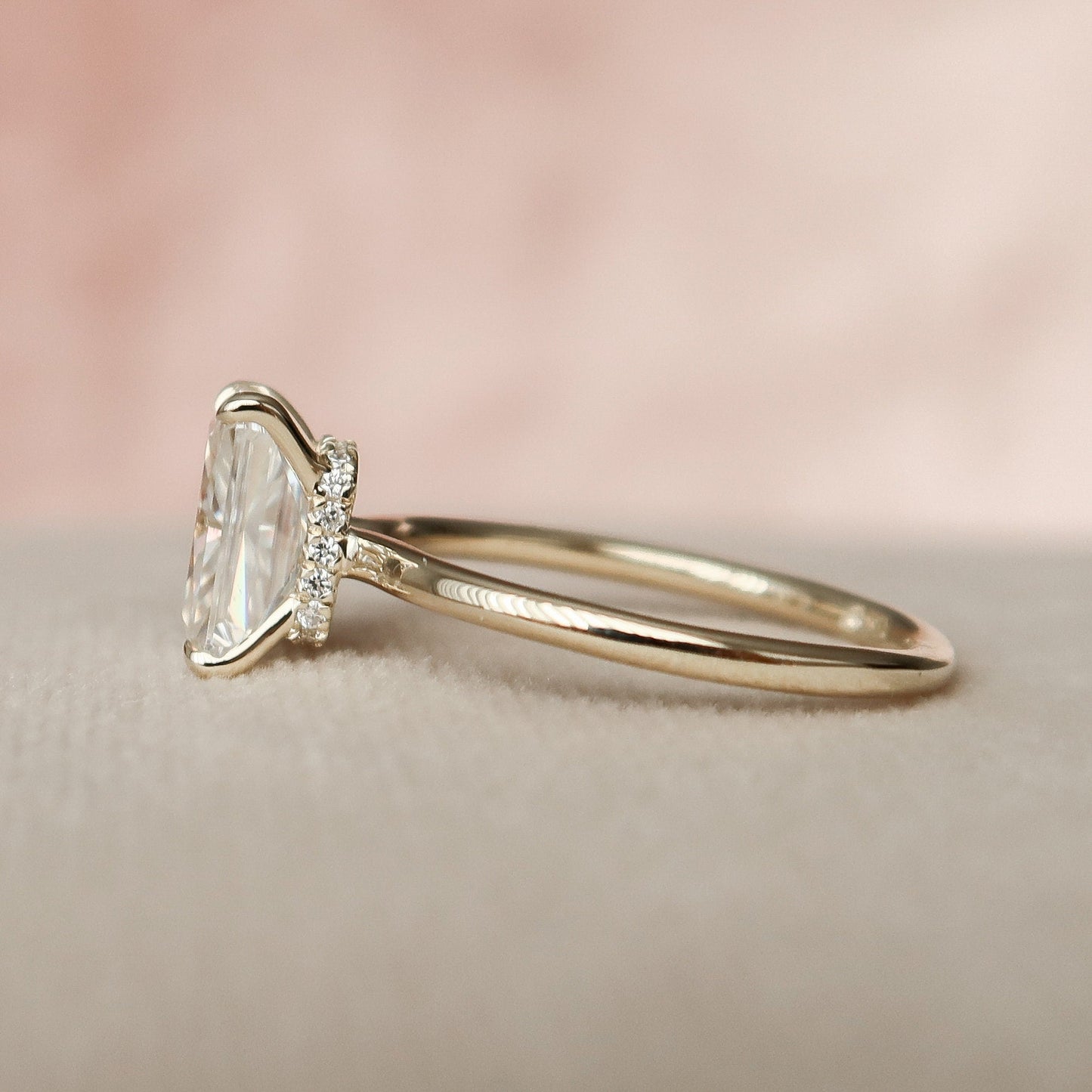 2.0 CT Radiant Hidden Halo & Solitaire Moissanite Engagement Ring