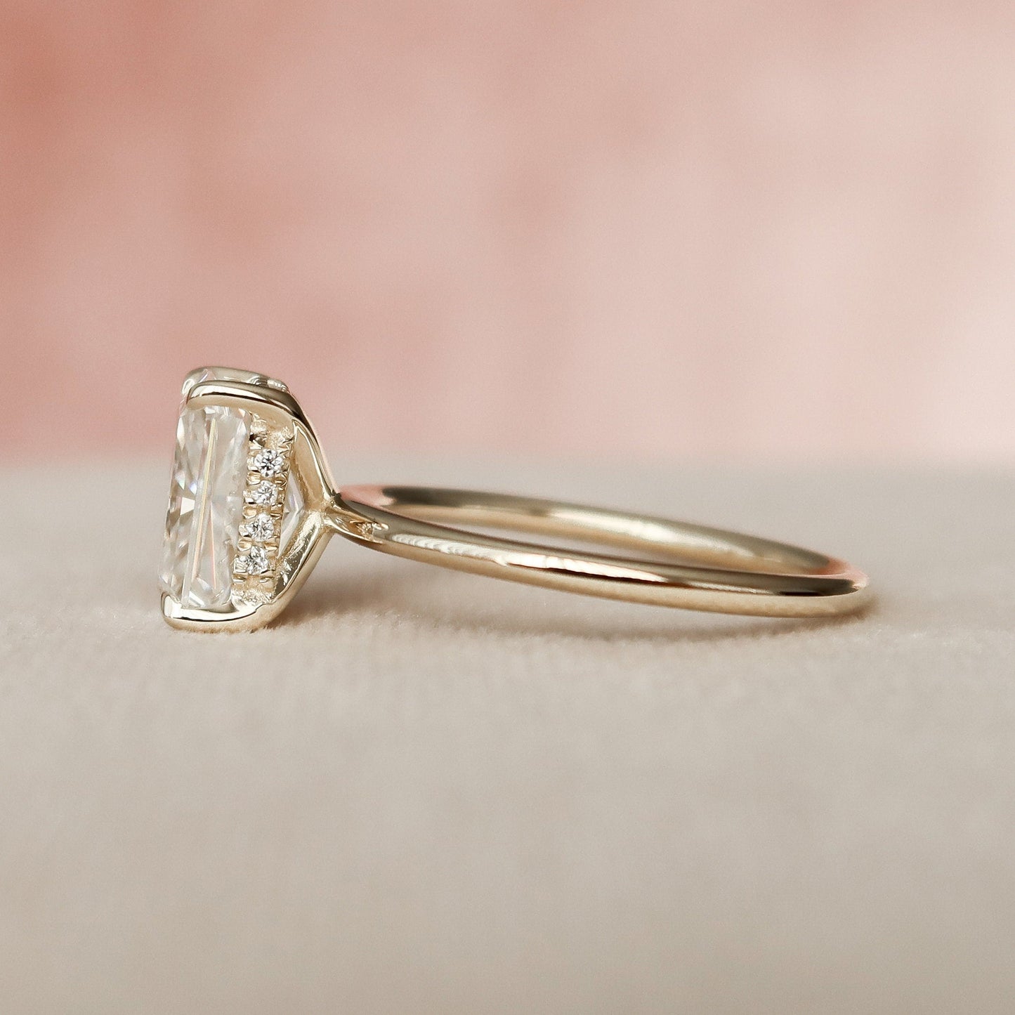 2.0 CT Radiant Solitaire & Hidden Halo Moissanite Engagement Ring
