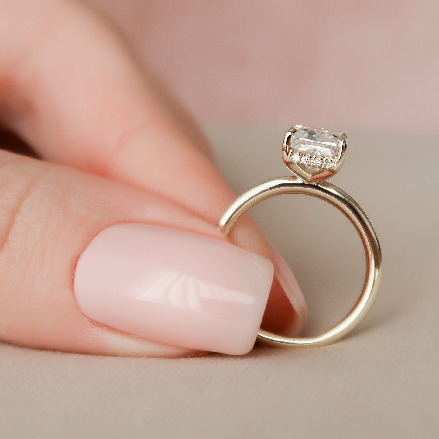 2.0 CT Radiant Solitaire & Hidden Halo Moissanite Engagement Ring