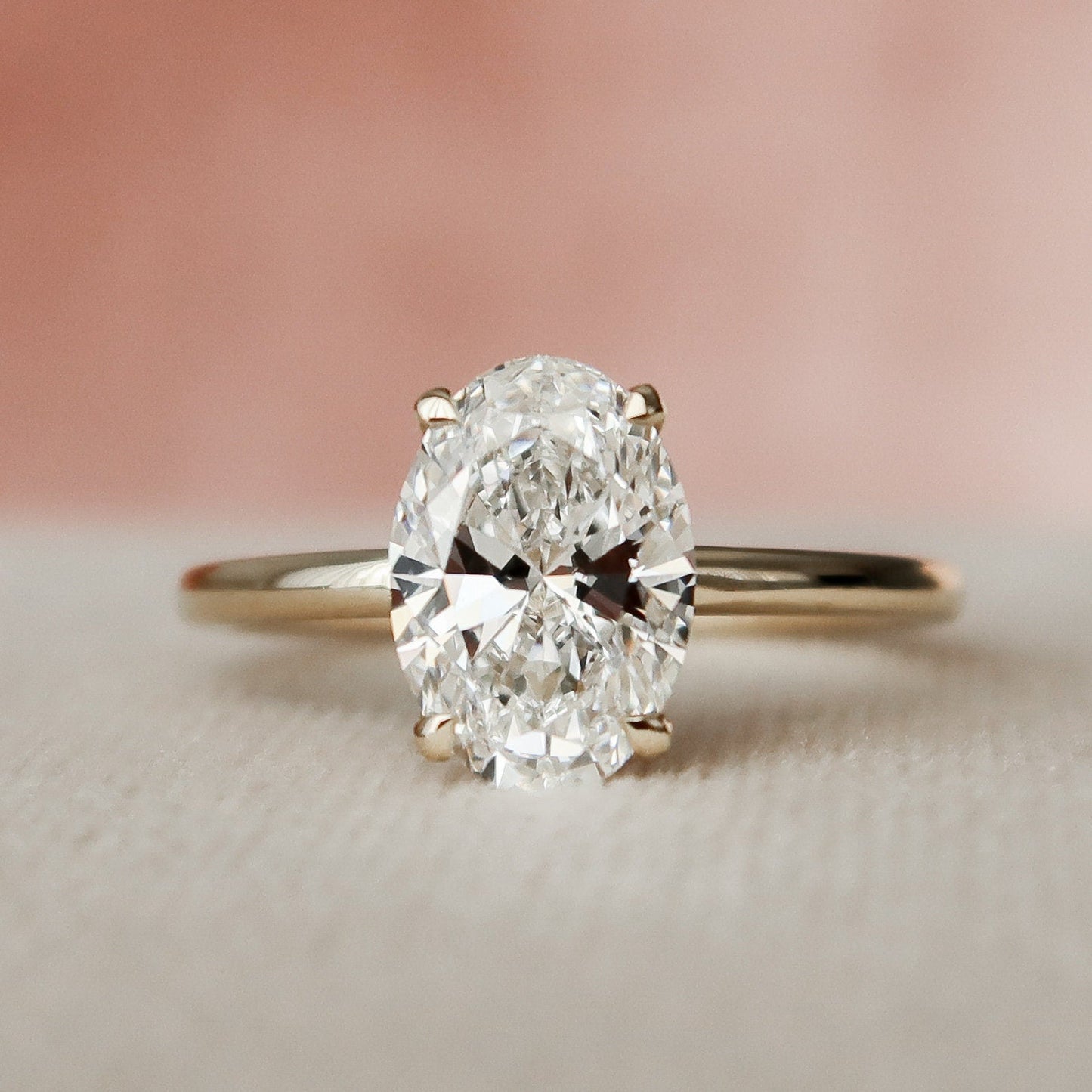 1.5 CT Oval Hidden Halo Moissanite Engagement Ring