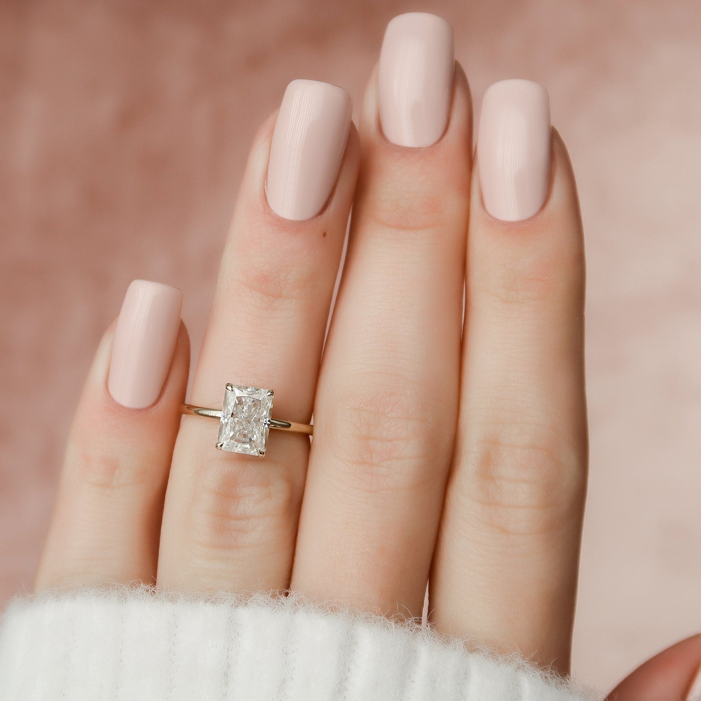 2.0 CT Radiant Hidden Halo & Solitaire Moissanite Engagement Ring