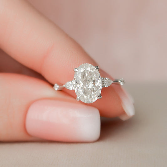 2.0 CT Oval Hidden Halo Moissanite Engagement Ring