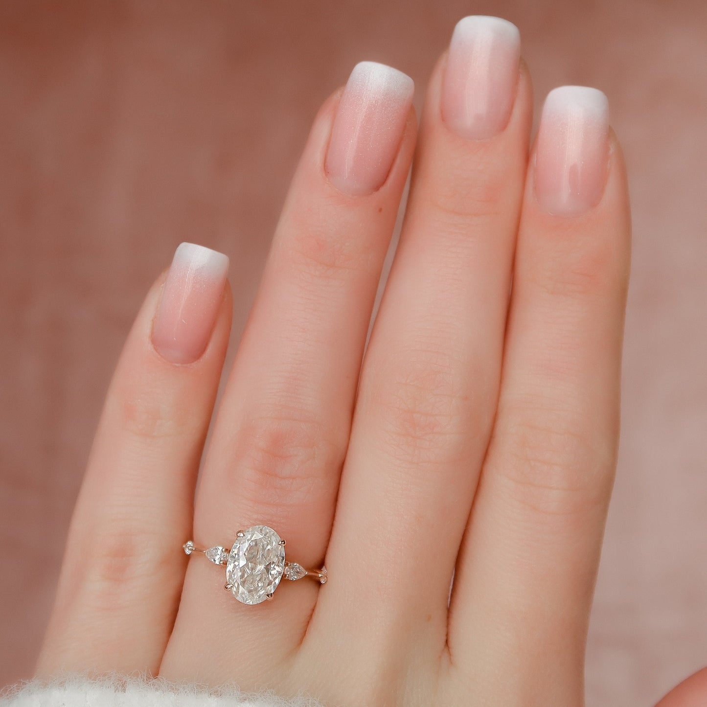 2.0 CT Oval Hidden Halo Moissanite Engagement Ring