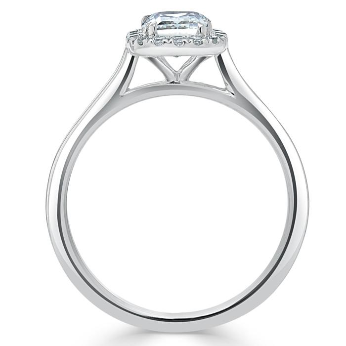 0.75 CT Cushion Cut Halo Moissanite Engagement Ring