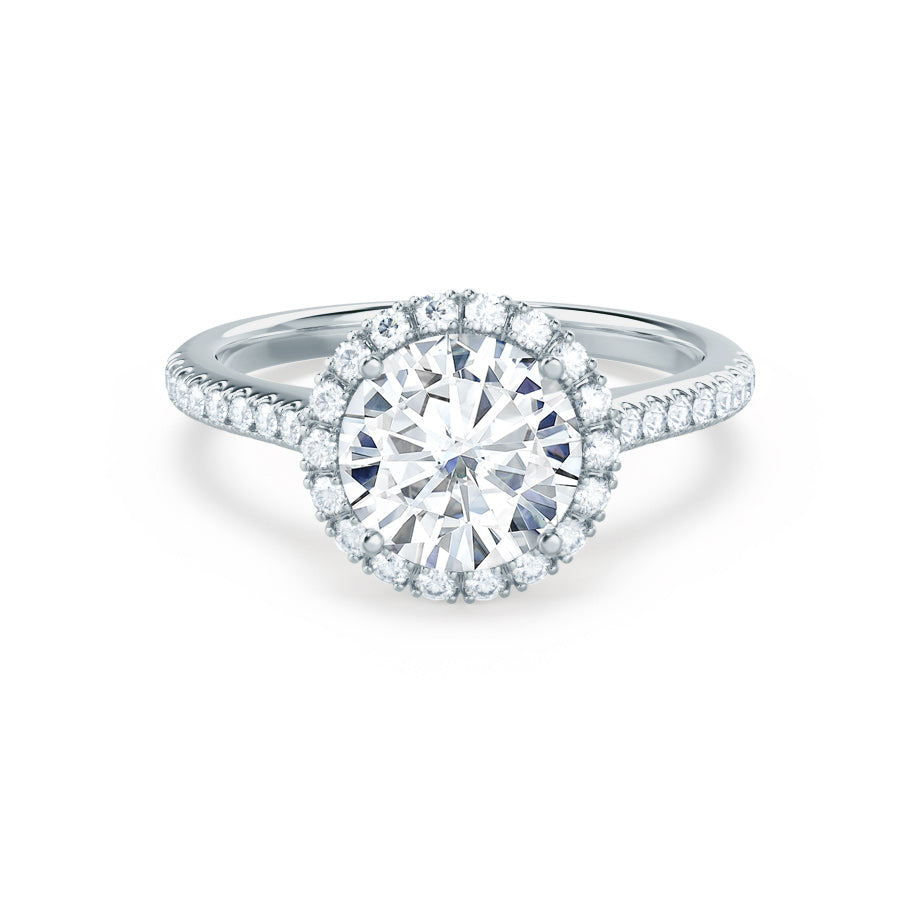 1.0 CT Round Shaped Moissanite Halo Style Engagement Ring