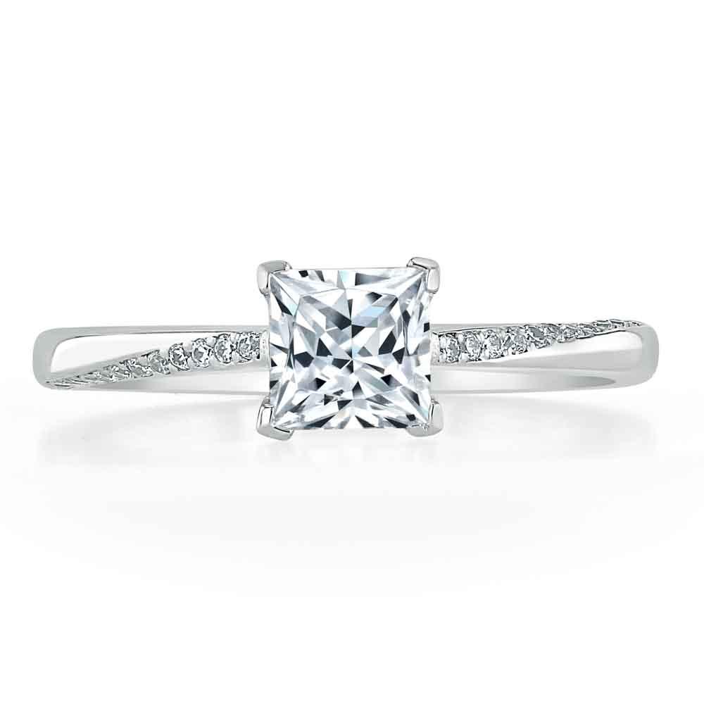 0.75 CT Princess Cut Solitaire Moissanite Engagement Ring