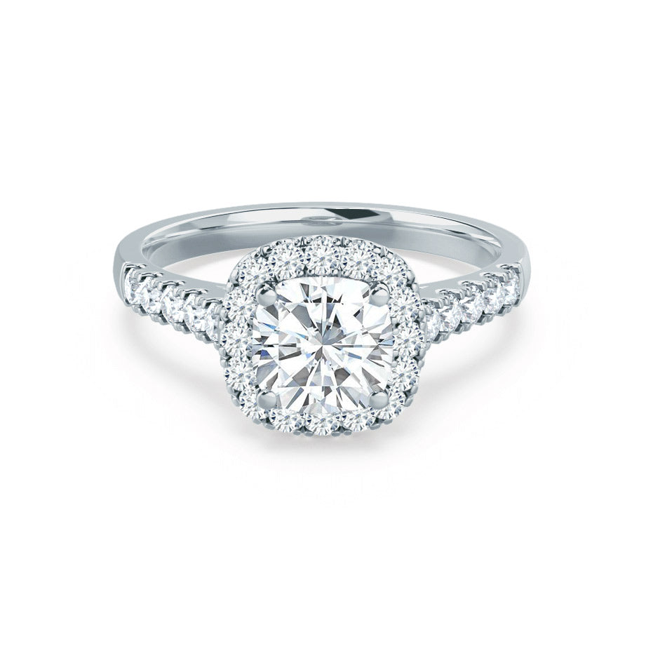 1.70 CT Cushion Shaped Moissanite Halo Pave Style Engagement Ring