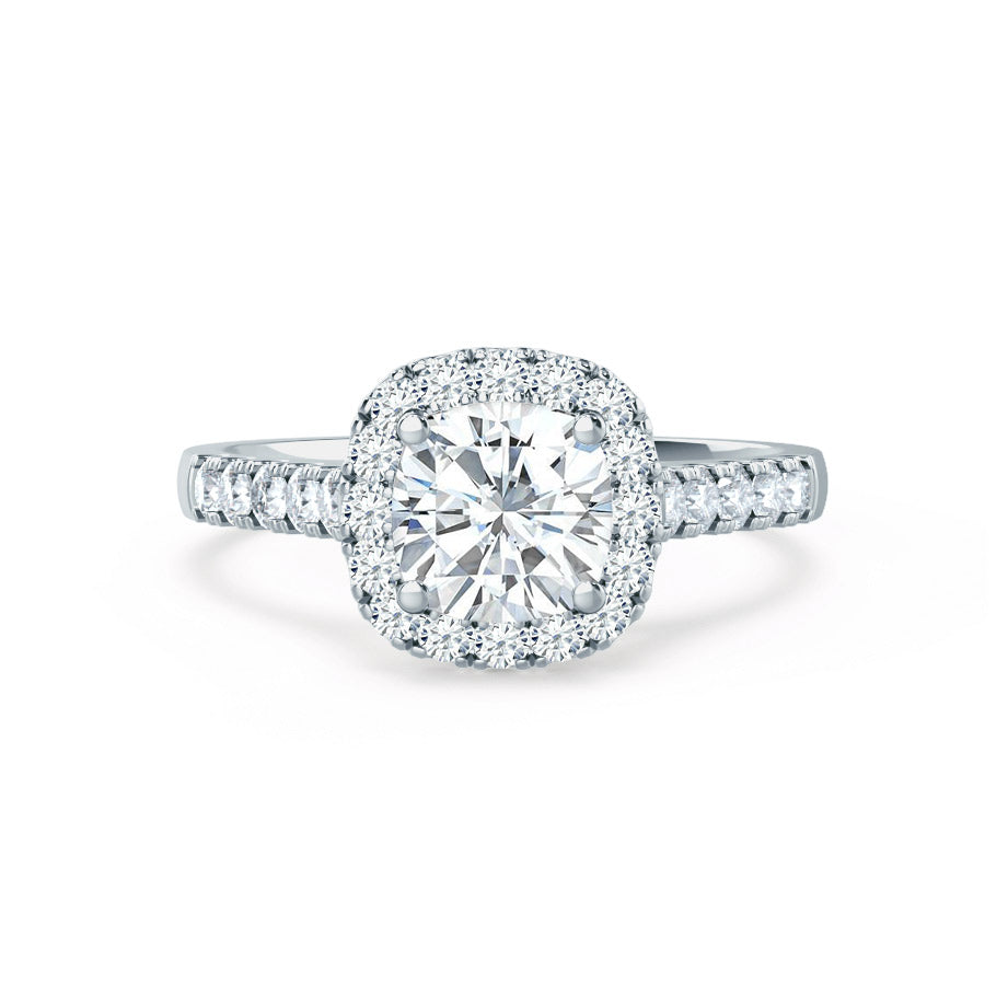 1.70 CT Cushion Cut Moissanite Halo Style Engagement Ring