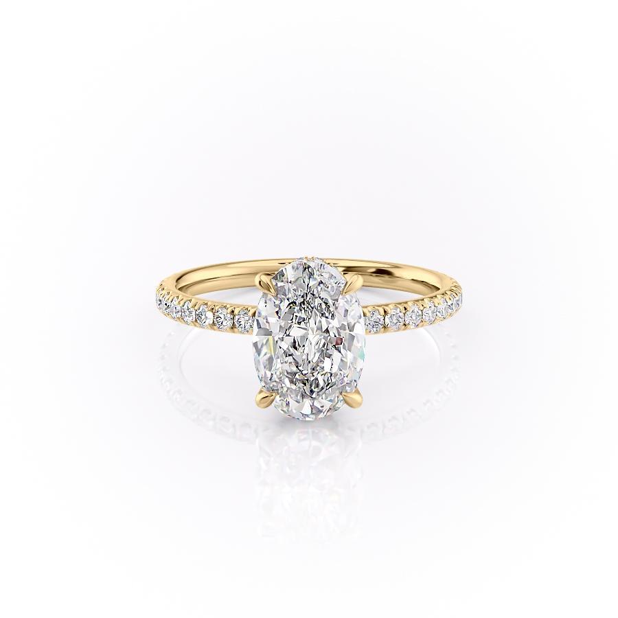 2.10 CT Oval Cut Solitaire Pave Setting Moissanite Engagement Ring