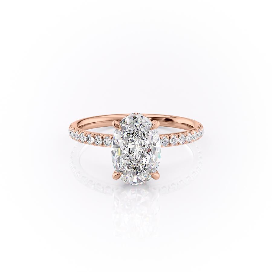 2.10 CT Oval Cut Solitaire Pave Setting Moissanite Engagement Ring