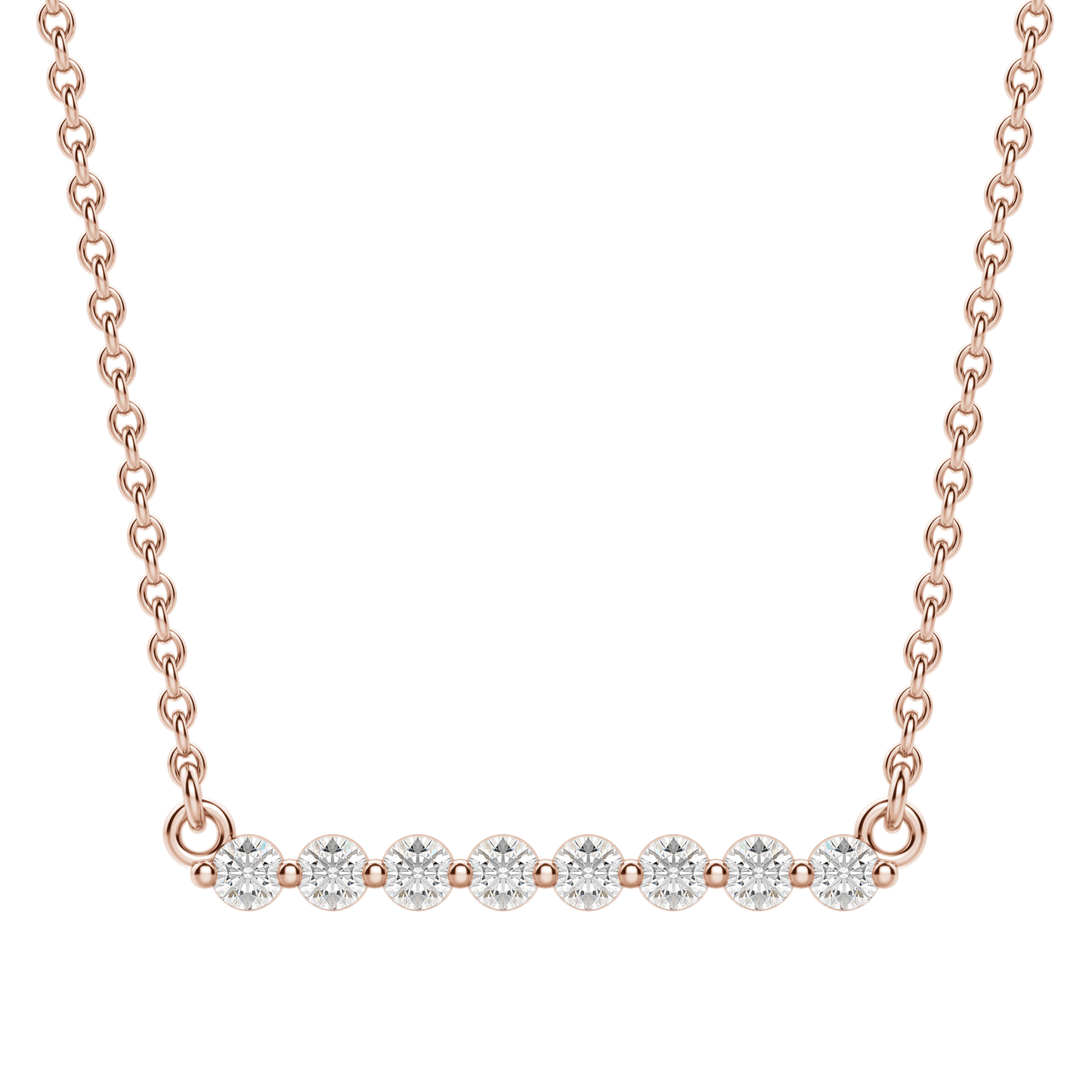 0.24 CT Round Cut Shared Prong Bar Necklace Moissanite Diamond Necklace