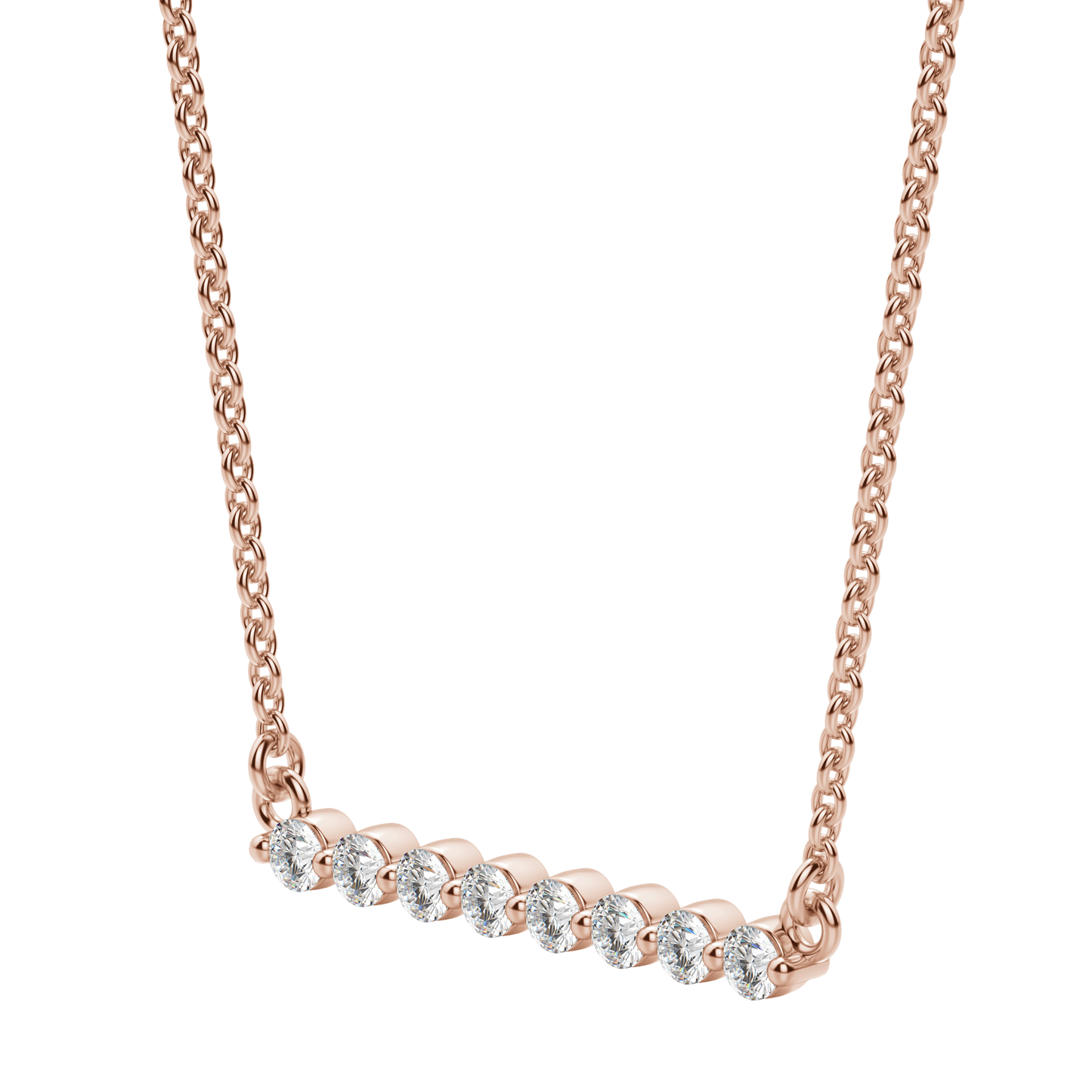 0.24 CT Round Cut Shared Prong Bar Necklace Moissanite Diamond Necklace