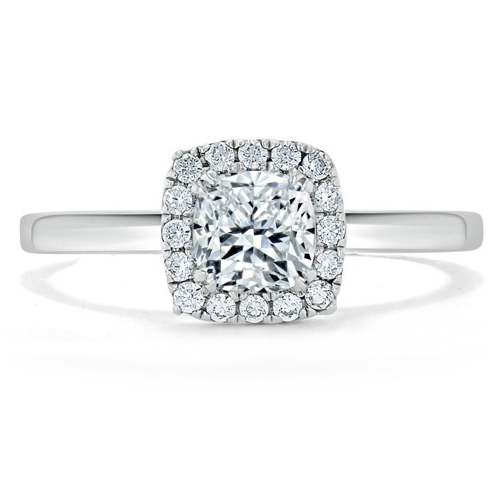 0.75 CT Cushion Cut Halo Moissanite Engagement Ring