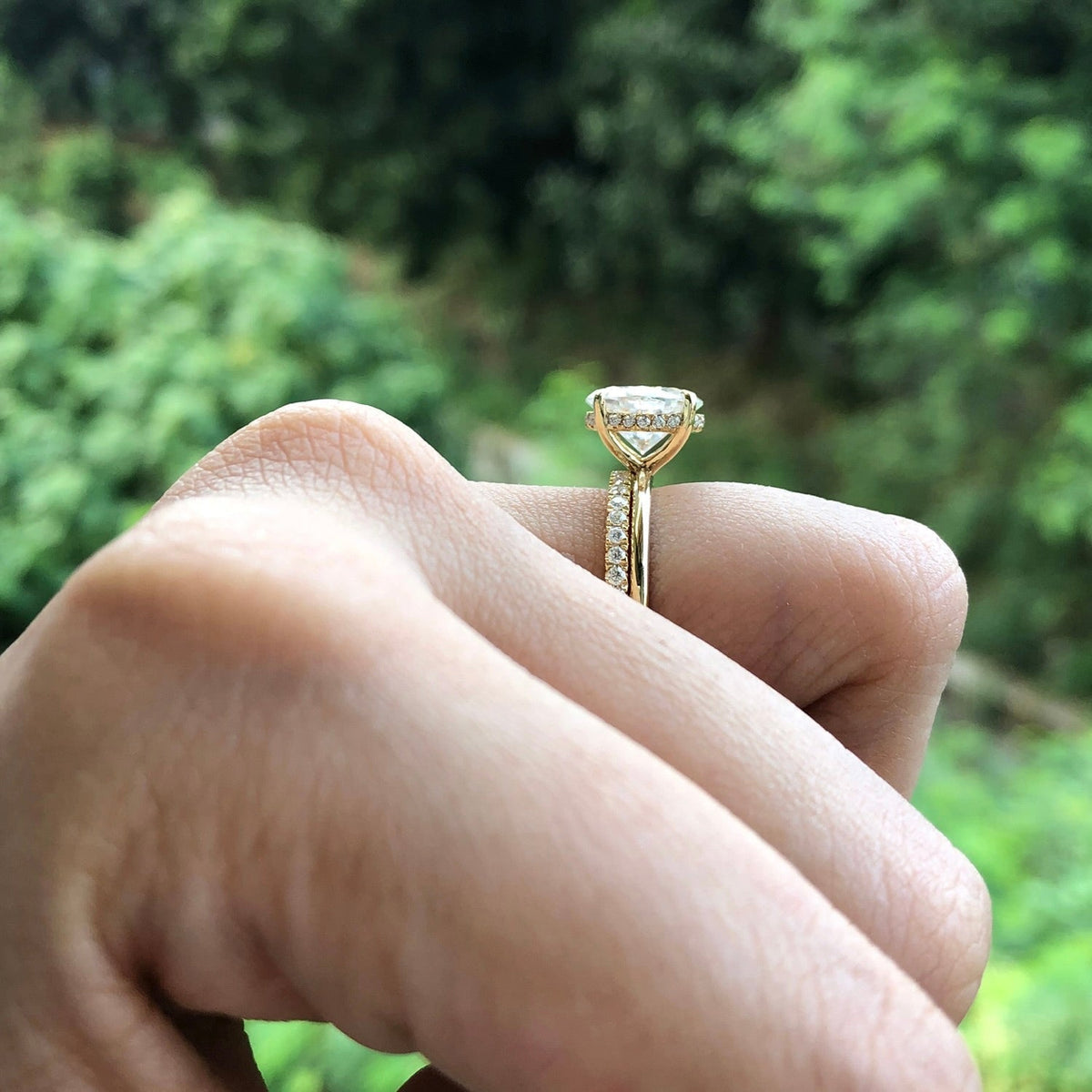 2.72 CT Oval Hidden Halo Moissanite Engagement Ring