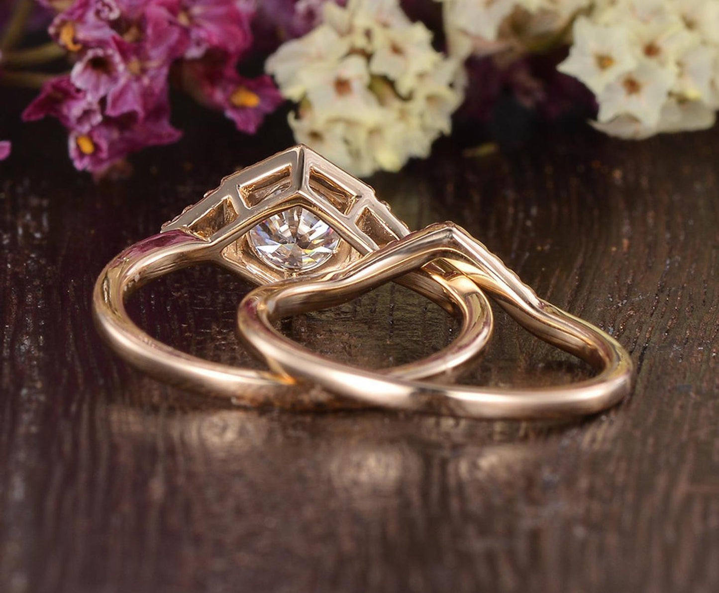 0.75 CT Round Moissanite Bridal Ring Set