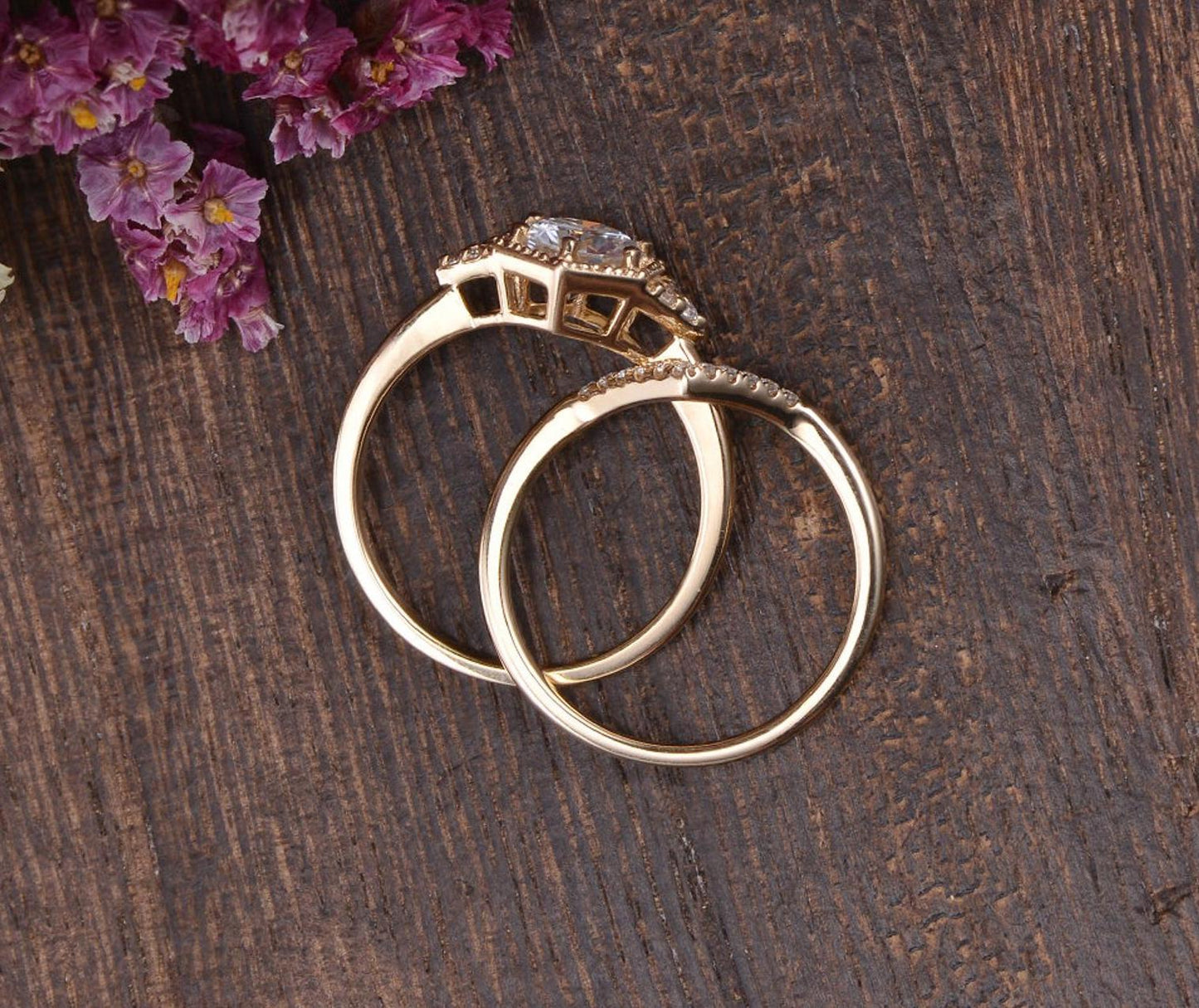 0.75 CT Round Moissanite Bridal Ring Set