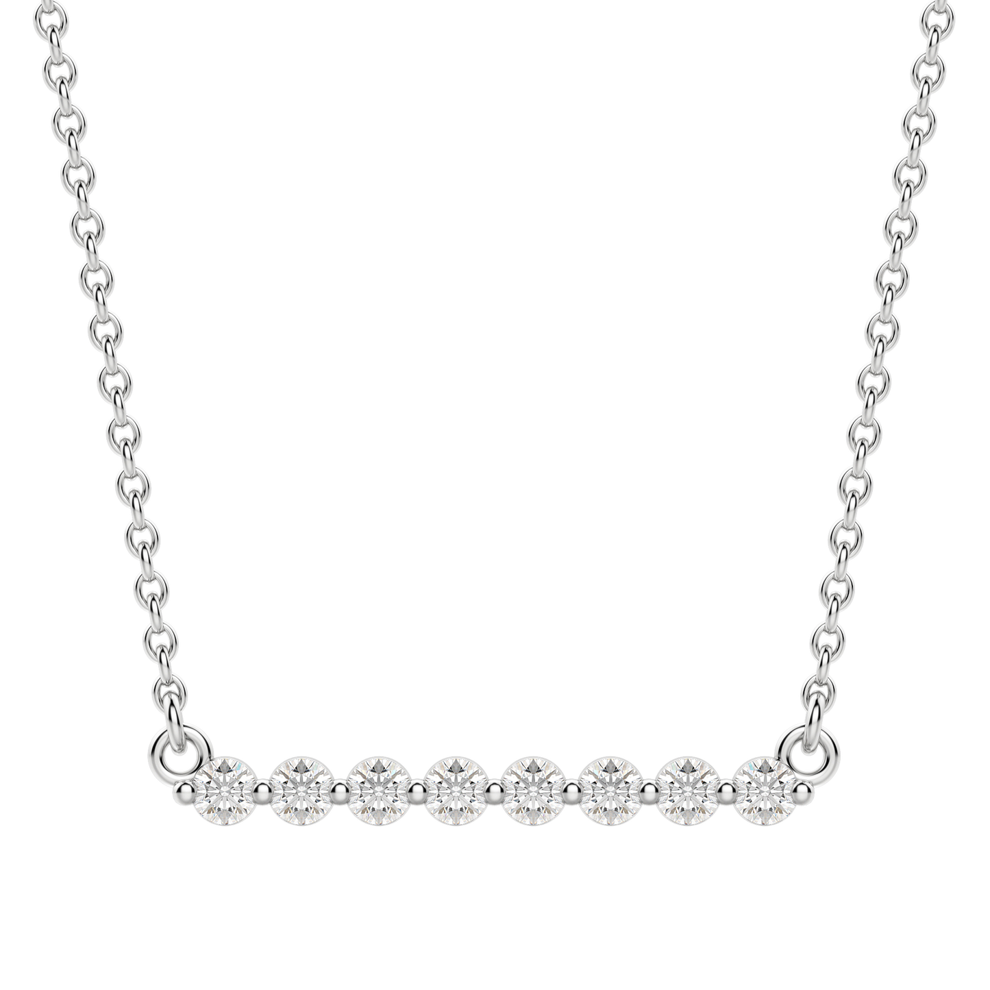 0.24 CT Round Cut Shared Prong Bar Necklace Moissanite Diamond Necklace