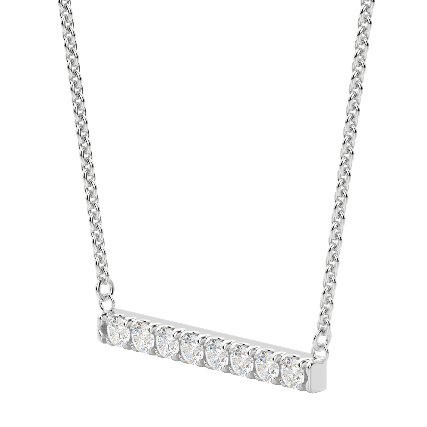 0.24 CT Round Cut Bar Necklace Moissanite Diamond Necklace