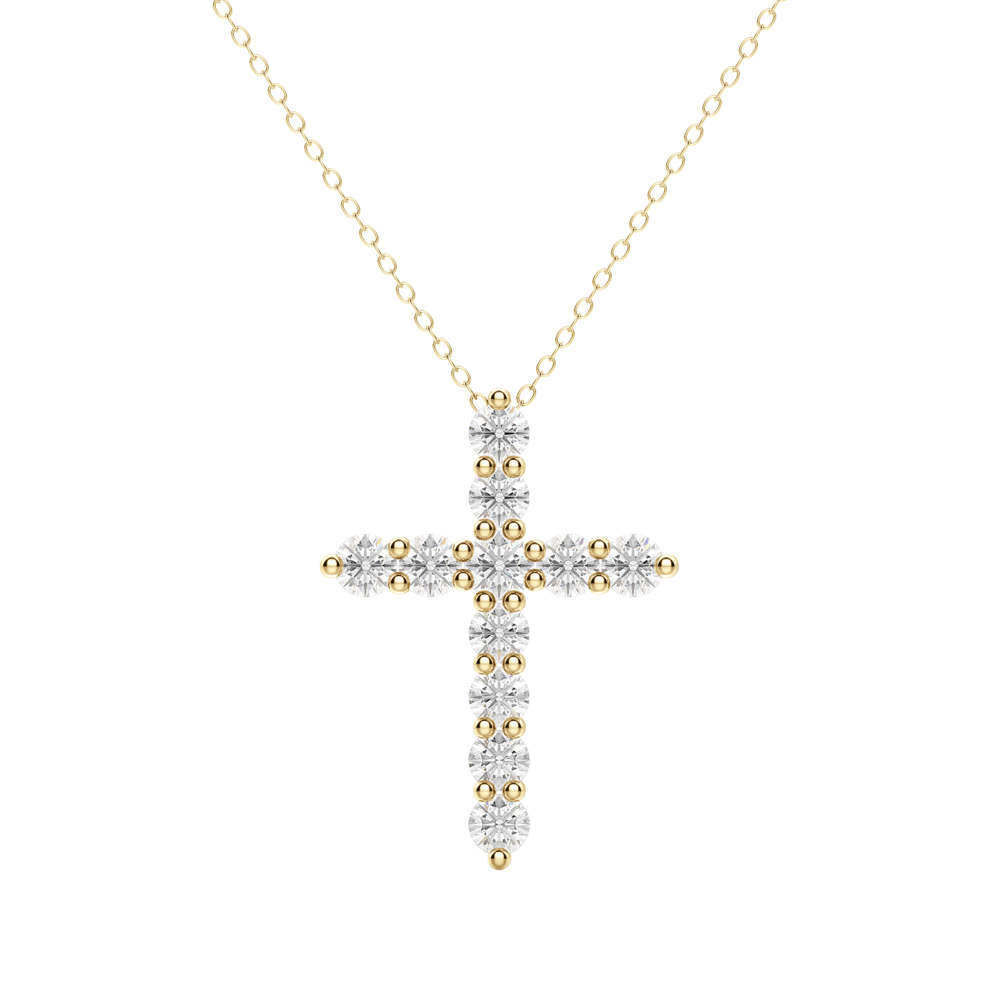 0.17 CT Round Cut Cross Pendant Moissanite Diamond Necklace